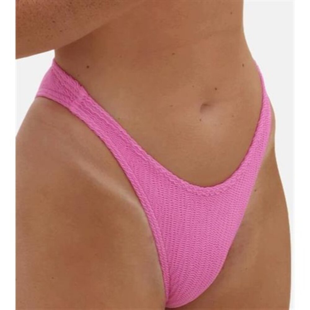 NWOT Gnash Swim Crimp SZ 8 Petal Pink Textured Cheeky Bikini Swim Bottom #100164